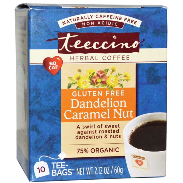 Teeccino Herbal Coffee Dandelion Caramel Nut 10 Tee / Tea Bags