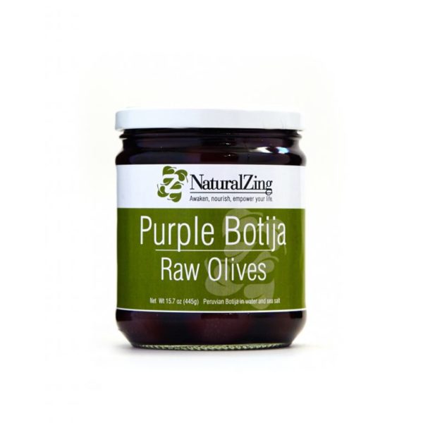 Organic Purple Botija Raw Olives 15.7oz jar - Natural Zing
