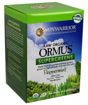 Ormus SuperGreens Peppermint (raw, vegan) - Sun Warrior - 16 oz