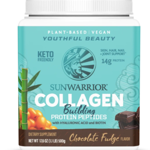 Sunwarrior Chocolate Collagen Building Protein Peptides 20 servings powder