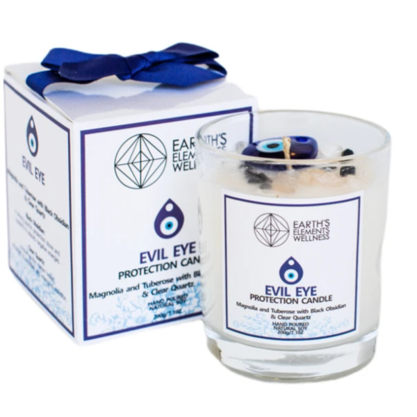 Earth's Elements- Crystal Candle Evil Eye