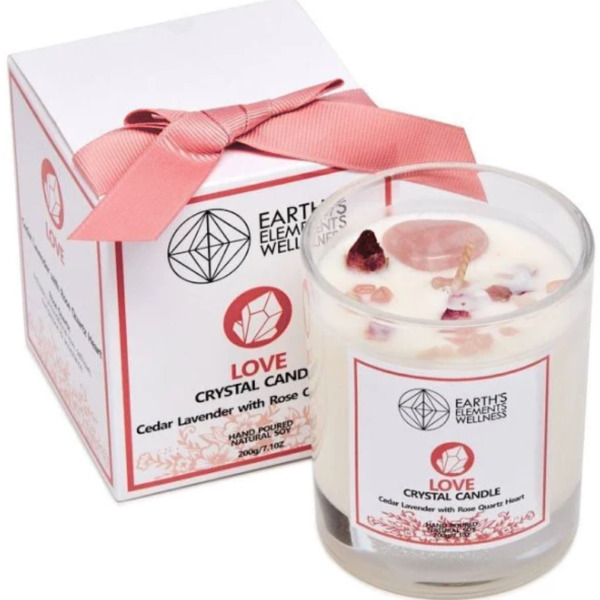 Earth's Elements- Crystal Candle-Love